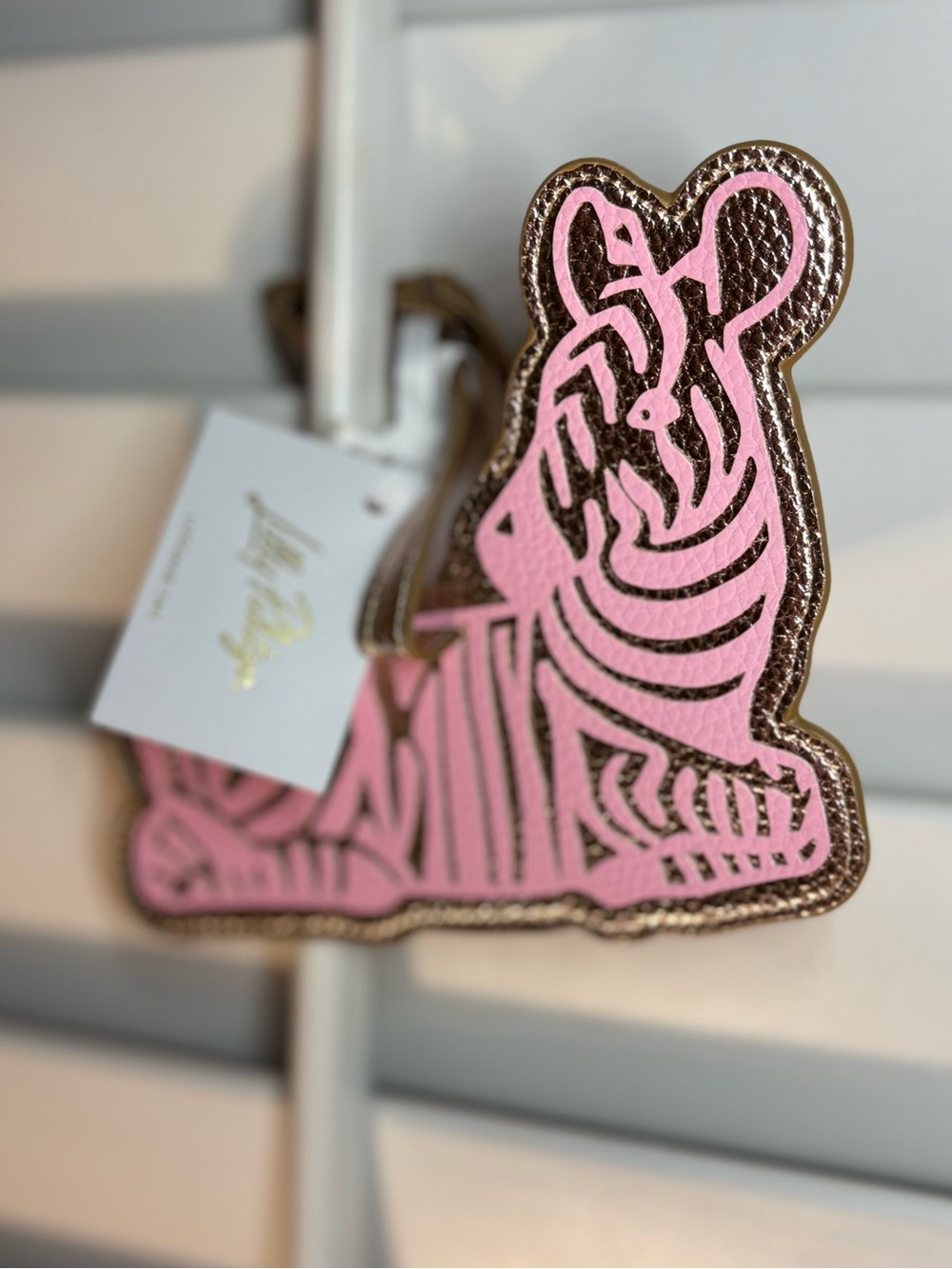 Large Lilly Pulitzer Pink & Gold Zebra Metallic Luggage Tag - Picture 4 of 6